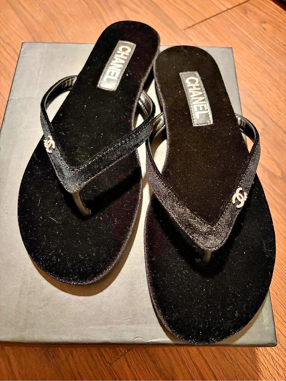 black shiny sandals